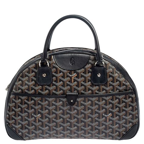 goyard saint jeanne gm black canvas leather satchel handbag|GOYARD Goyardine Saint Jeanne GM Bowler Black.